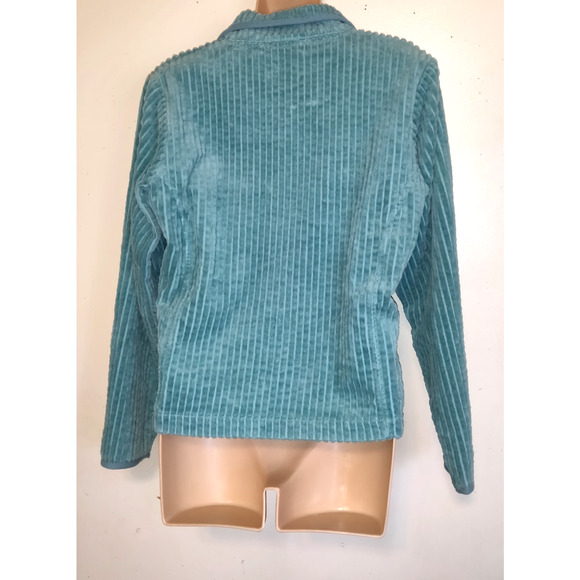 Woolrich Corduroy Jacket Women's S Aquifer Aqua Blue Wide Wale Pockets Zip Up - Picture 8 of 16